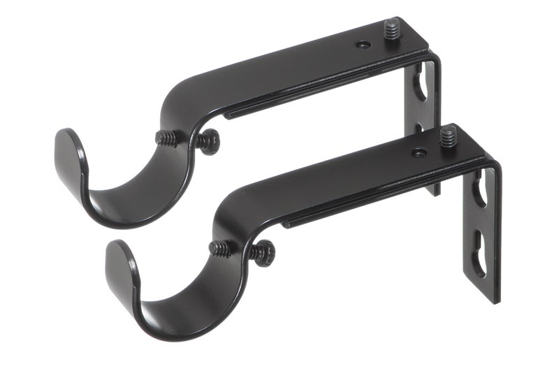 Ivilon Adjustable Brackets for Curtain Rods - for 1 or 1 1/8 Inch Rods. Set of 2 - Black - Image 1